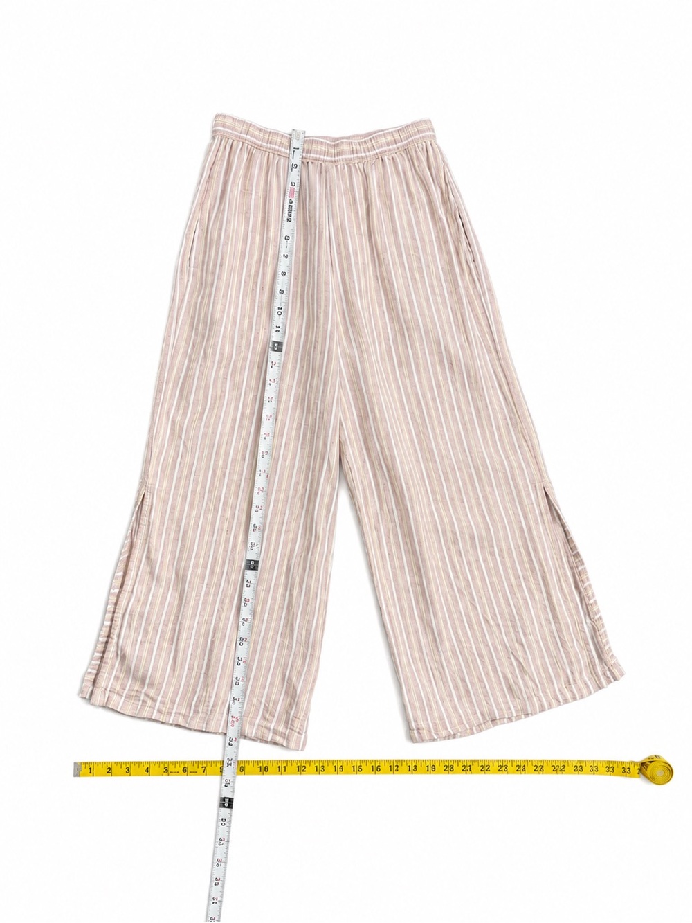 Patagonia Hemp Lyocell Wide Leg Crop Pants Boho Hippie Coastal Stripped XS - Picture 5 of 7